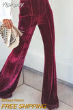 Yipinpay Women's pants 2023 new fashion Velvet High Waist Flared Pants female bottom for party outfits Woman clothes Plain casual