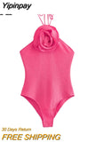 Yipinpay 2023 Women Swimwear Flower Sexy Backless Body Woman Off Shoulder Halter Summer Woman Bodysuit Lingerie Tights Swimsuit