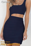 Yipinpay One Shoulder Hollow Out Summer Dress Casual Strapless Backless Sleeveless Mini Bodycon Dress Sheath Sexy Women Vestidos