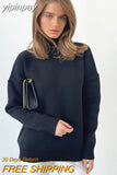 yipinpay Solid Elegant Basic Women Long Sleeve Loose Knit Sweater Outwear Winter 2023 Pullover Casual Fashion Jumper Sweater Tops