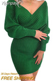 Yipinpay Women Knitted Dress Fall Winter 2023 Chic Elegant Vintage Luxury Designer Sexy Bodycon Long Sleeve Clothes Evening Party Prom