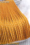 yipinpay Summer Polka Dot Printed Midi Long Skirt Women Vintage Elastic High Waist A-line Pleated Skirts Ladies Casual Clothing