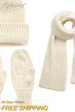 Yipinpay Women Knit Hat Scarf Gloves Sets Soft Warm Winter Solid Color Fashion Accessories for Cold Weather