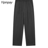 Yipinpay Summer Soft Silk Loose Blouse Pants Sets Suit 2023 Casual Short Tops Elastic Waist Pajama style Pants Outwear