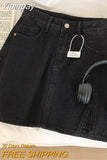 Yipinpay Denim Mini Skirts For Women Korean Style Summer 2023 Sexy Female Wide Leg Jeans Skirt Casual Vintage Blue Black High Quality