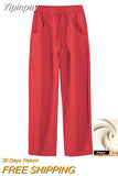 Yipinpay Loose Sweatpants 2023 Autumn Women Red Sport Pants High Waist Loose Trouser Female Fashion Streetwear Straight Pants