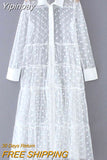 Yipinpay Autumn Women Mesh Sheer Maxi Dress See-through Party Club wear Dot Lovely Office Ladies Dress New
