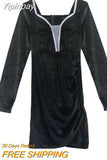Yipinpay Sexy V Neck Long Sleeve Black Rhinestone Dress Mini Slim Wrap Hip Evening Vestidos Mujer Short Prom Party Velvet Lady