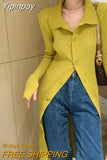 Yipinpay Autumer Winter Knit Casual Long Sleeve Button Elegant Chic POLO Collar Slim Sweater Dress for Women Vintage Korean Fashion