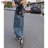 Yipinpay Blue High Waist Jean Skirts For Ladies A Line Long Skirts For Women