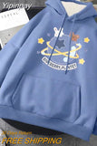 Yipinpay new cute cartoon print hoodie women's Y2K autumn plus velvet thick loose sweatshirt couple casual all-match pullover hoodie
