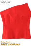Yipinpay 2023 Black Corset Top Woman Asymmetric Off Shoulder Tops For Women Red Backless Bustier Top Woman Party Night Sexy Tops