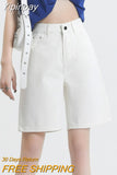 Yipinpay Waisted Denim Shorts Women Summer Korean Fashion Y2k Bottoms White Retro Blue Black Jeans Knee Length Female Jean Short
