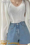 Yipinpay Sweater Women Tanks Ice Silk Top Camis Solid Casual Vest Korean Fashion Cropped Cardigan Sueters Mujer 2 Piece Set