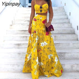 Yipinpay Women Summer Floral Print Two-Piece Maxi Dress Two Pieces Set