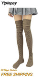 Yipinpay Long Socks Female Lingerie Knitted Thigh High Socks Harajuku Sexy Compression Stockings for Women Autumn Winter 2023