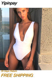 Yipinpay Cut Swimwear Women 2023 Solid One Piece Swimsuit Female High Waist Monokini V-Neck Sexy Bathing Suit Swim Suit Black Red