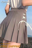 Yipinpay Kawaii Sexy Pleated Skirt Women Cute Lace-up A-line Mini Skirt High-waisted Harajuku Summer Korean Style School Uniforms