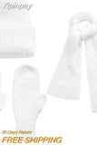 Yipinpay Women Knit Hat Scarf Gloves Sets Soft Warm Winter Solid Color Fashion Accessories for Cold Weather