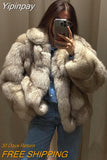 Yipinpay Thick Warm Fur Coat Women Elegant Turndown Collar Long Sleeve Short Coats Female Fashion Pockets Streetwear Outwear