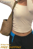 Yipinpay Women Harajuku T-shirts Fall Winter 2023 Sexy Crop Top 2000s Clothes y2k Vintage Off Shoulder Long Sleeve Top Streetwear Club