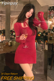 Yipinpay Spring Black Bodycon Dress Women Long Sleeve Vintage Sexy Dress Office Lady Evening PartyOne Piece Dress Korean Fashion