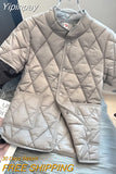 Yipinpay Coats Short Puffer Jacket Chaquetas Mujer Cotton-padded Thick Outwear Tops Solid Argyle Overcoat Plaid Parkas Half Black