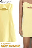 Yipinpay Cut Out Corset Dress Woman Yellow Off Shoulder Mini Dress Women Summer Sexy Short Dresses For Women Backless Party Dresses