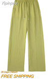 Yipinpay Fashion Women Wide Leg Pants 2023 Summer Female Casual Loose Lace Up Trousers Ladies Chic Elegant Low Waist Pants New In