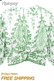 Yipinpay 2023 Woman Embroidery Short Sets Green Cut Out Summer Shorts For Women Mid-Waist Boho Beach Mini Shorts Woman Fashion