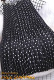 yipinpay Summer Polka Dot Printed Midi Long Skirt Women Vintage Elastic High Waist A-line Pleated Skirts Ladies Casual Clothing