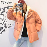Yipinpay Thicken Women Coats And Jackets Winter Casual Fake Two Piece Cotton Jacket Stitching Hood