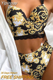 Yipinpay Up Bikini 2023 Bikini Set High Waist Swimwear Women Swimsuit Female Swimming Suit Bathing Suit Print Bikini Set