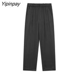 Yipinpay Summer Soft Silk Loose Blouse Pants Sets Suit 2023 Casual Short Tops Elastic Waist Pajama style Pants Outwear