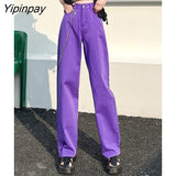 Yipinpay Classic Baggy Straight Jeans Femme High Waist Relaxed Fit Mom Jeans Women Streetwear Plus Size Yellow Denim Trousers