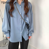 Yipinpay Spring/Summer Women Blouses Solid Shirt Long-sleeve Korean Vintage Female Loose Lantern Sleeve Top Blusas Mujer De Moda 2023