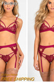 Yipinpay Women Fashion Lace Sexy Erotic Lingerie 3 PCS Underwear Hollow Out See-through Bandage Sets 2023 New High Quality Hot