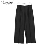 Yipinpay Women Fashion Spring Blazer Vest Pants Sets 2023 Casual Short Single Breasted Top Elastic Waist Zipper Pants Outwear