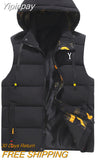 Yipinpay Men Hooded Vest 5XL Solid Fashion Autumn Women's Heated Jacket Large Size High Quality Sleeveless Warm Coats Fishing Cold Vests