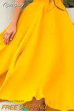 Yipinpay Women High Waist Flared Pleated Long Gypsy Bandage Solid color Fashion Lovely Maxi Skirt Full Length