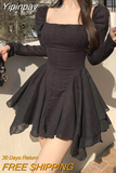 Yipinpay Y2k Mini Dresses Woman Pure Color Long Sleeve Dress Casual Elegant One Piece Dress Korean Fashion 2023 Spring Slim Design