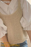 Yipinpay Tops Camis Chalecos Para Mujer Knitted Vest Loose Crop Top Solid Y2k Twists Jersey Vintage Sweater Vest Back Bandage