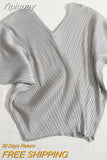 Yipinpay V-neck Minimalist T-shirts Bat Sleeve Pleated Spring Summer New Korean Solid Fashion Short Sleeve Top Casual Blouse Shirts