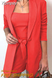 Yipinpay Spring Summer Women Blazer Set Fashion Elegant Inside Vest Top Blazer and High Waist Shorts 3piece Set Casual Shorts Suit