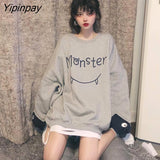 Yipinpay NEW Spring Autumn Women Hoodie Harajuku Korean Style Fashion Causal Cute Sleeve Oversize Female Hoodies Tops Kawaii