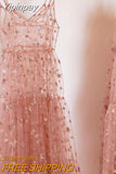 Yipinpay Arrival Spaghetti Straps Tulle Long Women Dresses Fashion Bling Bling See Through Dress Sexy Fashion Hot