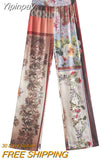 Yipinpay Women Blouse Patchwork Long Woman Kimono Vintage Print Belt Long Sleeve Kimonos Summer 2023 Japanese Beach Kimono Top
