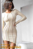 Yipinpay MO Sexy Solid Patchwork O Neck Mini Dress Women Autumn Bodycon Long Sleeve Slim Fit Elegant Party Club Vestido
