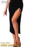 Yipinpay Women Casual Sexy High Split Skirt Summer 2023, Solid Color High Elastic Waist Long Skirt Club Wear