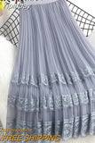 Yipinpay Fashion High Waist Tulle Midi Skirts Woman Lining Mesh Lace Patchwork Kawaii Harajuku Dance Bridesmaids Skirt Women
